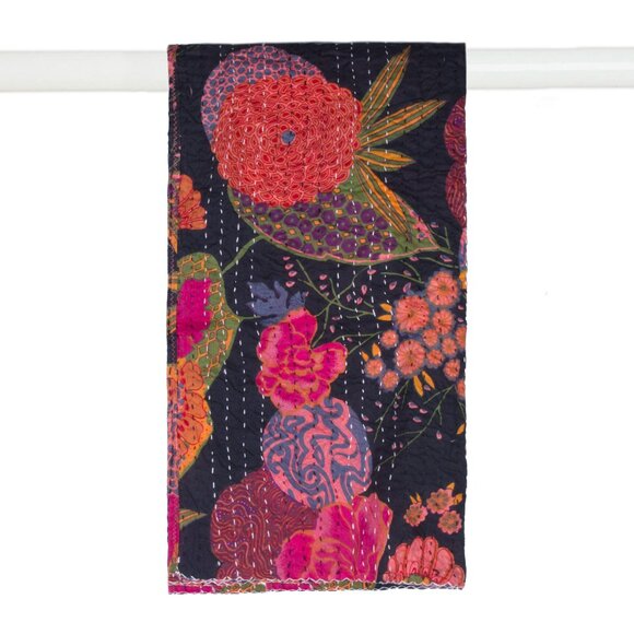Taj Hotel Home Decor Kantha Cotton Scarve | 1-Piece | Multicolor | 18"x72" - Picture 2 of 2